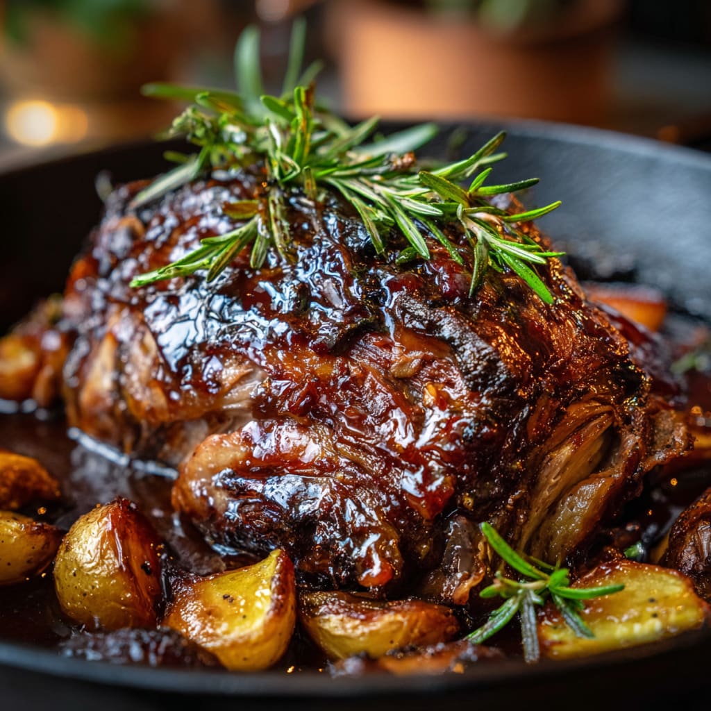 Tender Slow-Roasted Lamb Shoulder Glazed