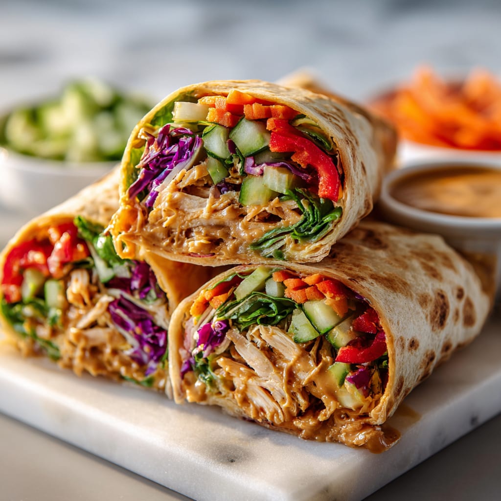 Thai Peanut Chicken Wraps