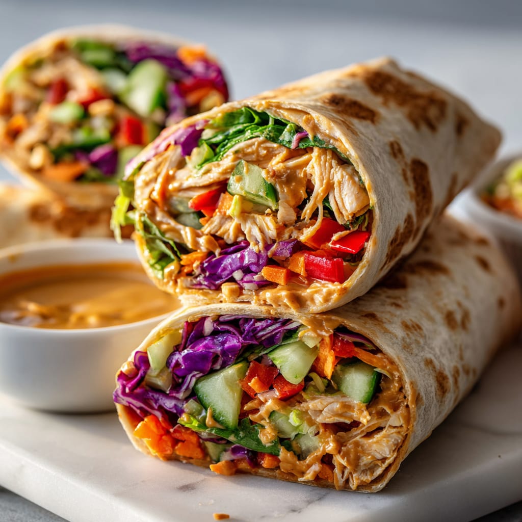 Thai Peanut Chicken Wraps
