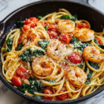 Tomato Spinach Shrimp Pasta
