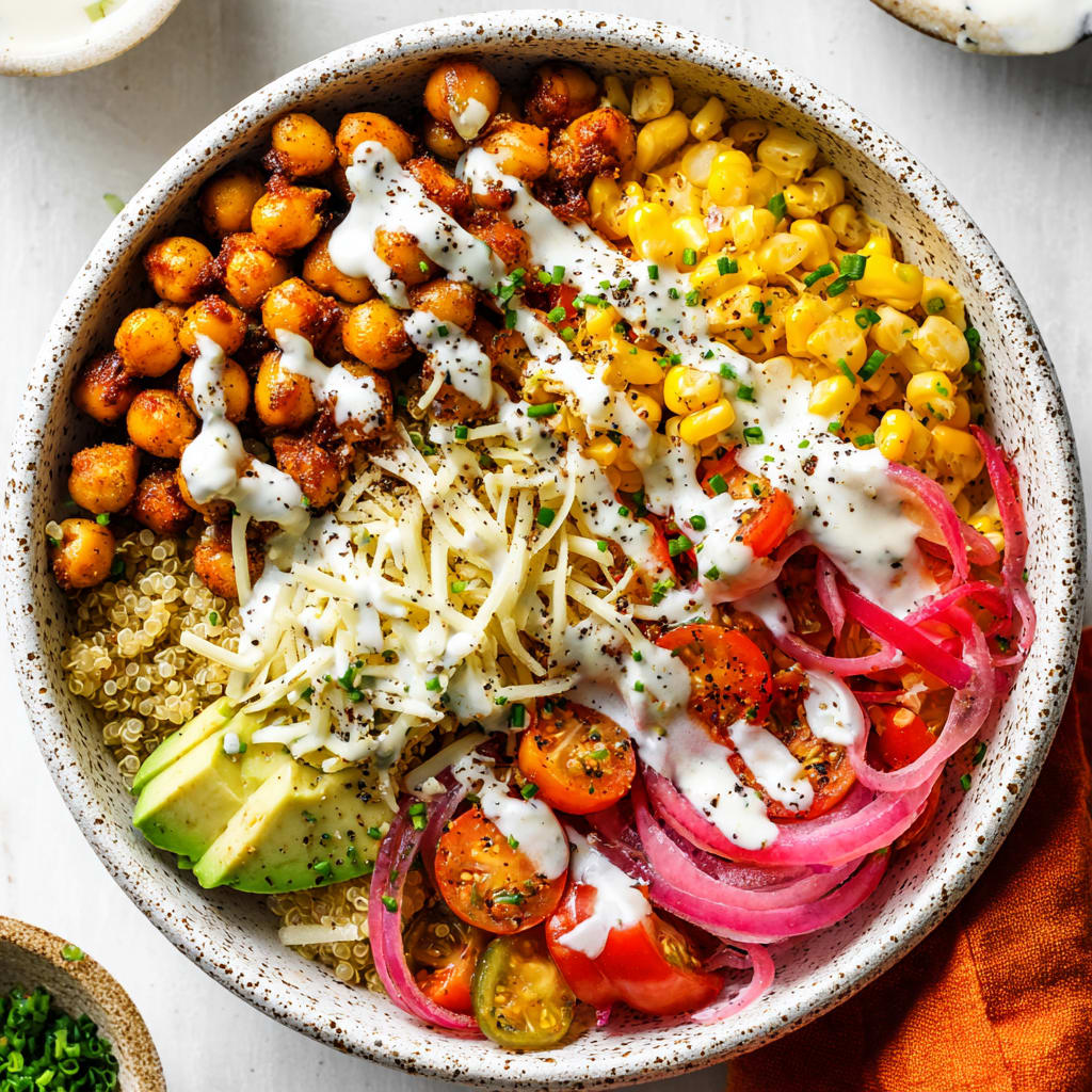 BBQ Ranch Chickpea Quinoa Bowls
