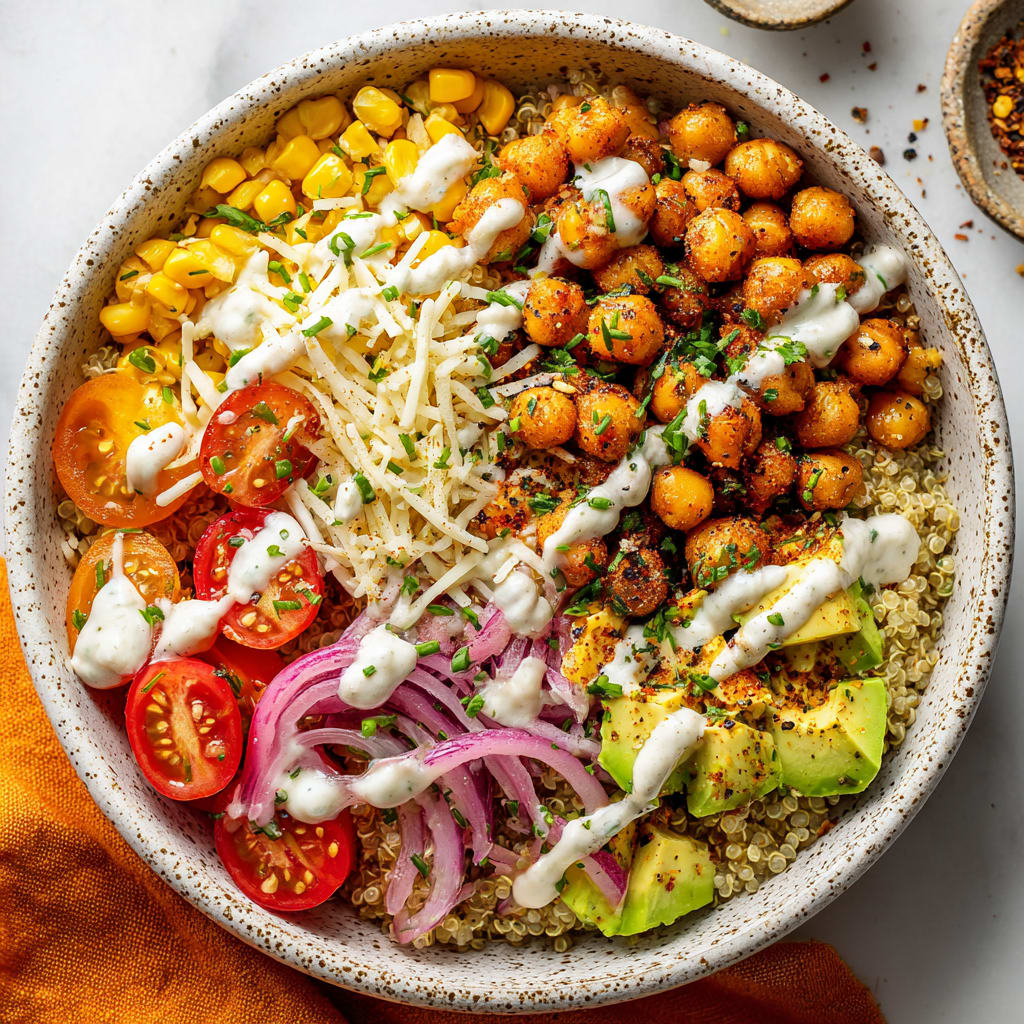 BBQ Ranch Chickpea Quinoa Bowls