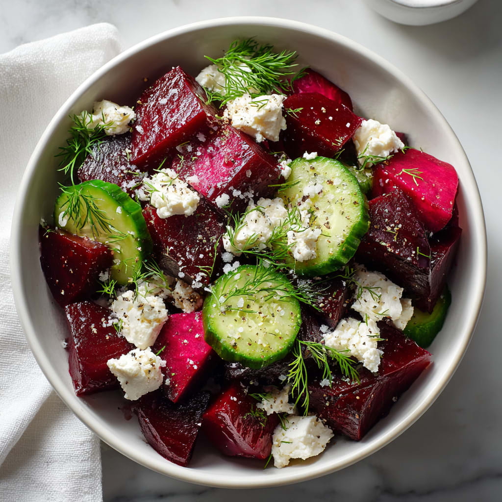 Beet Salad with Feta, Cucumbers, and Dill