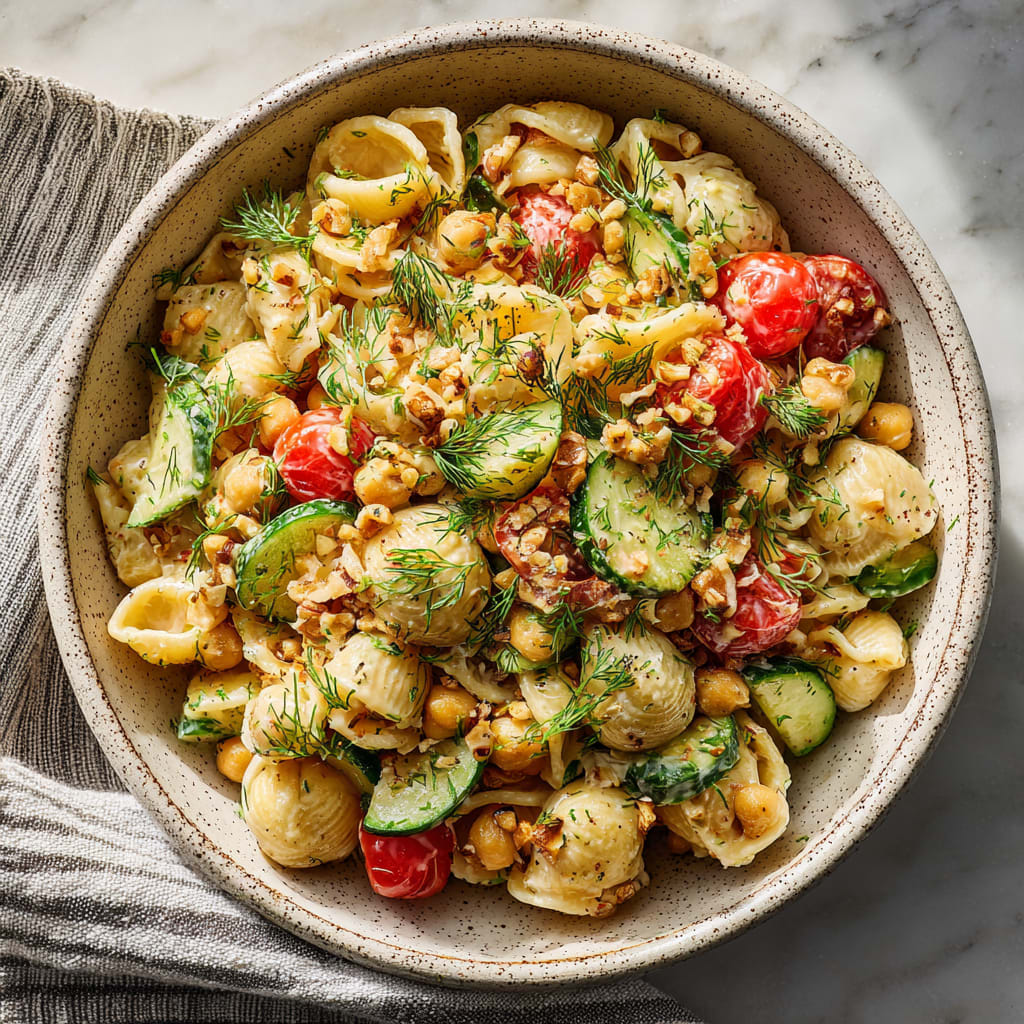 Chickpea Pasta Salad with Creamy Tahini Dressing