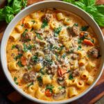 Creamy Parmesan Italian Sausage Ditalini Soup