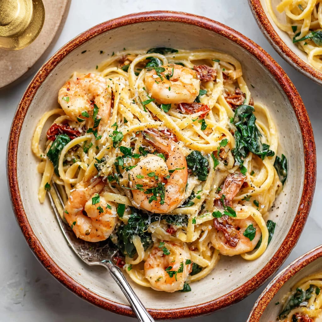 Creamy Tuscan Shrimp Linguine