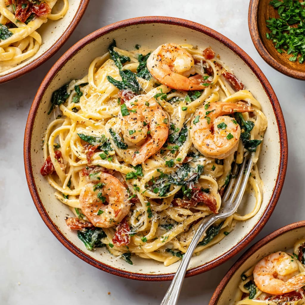 Creamy Tuscan Shrimp Linguine