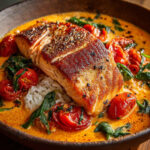 Crispy Salmon with Roasted Red Pepper Sauce