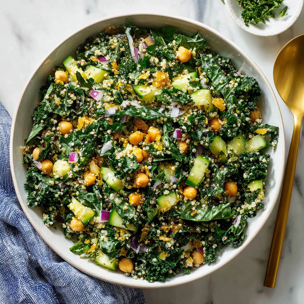 Easy Kale Quinoa Salad With Lemon Dressing