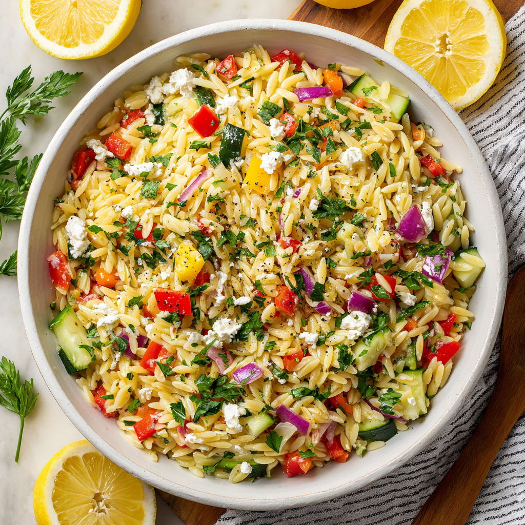 Easy Lemon Orzo Salad With Feta
