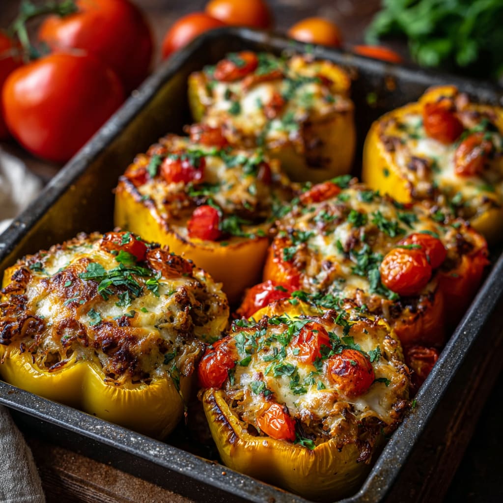 Easy Vegetarian Stuffed Bell Peppers with Rice
