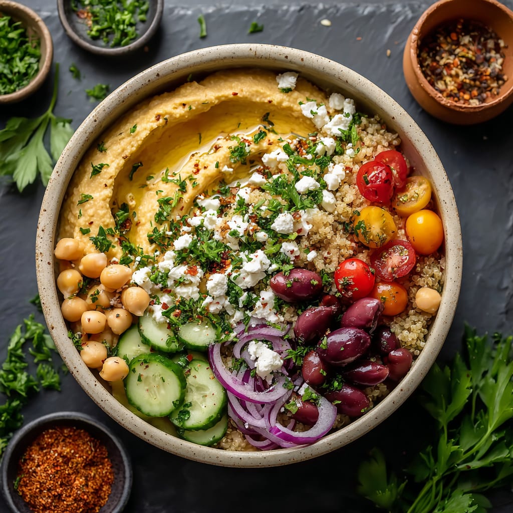 Healthy Mediterranean Hummus Bowl