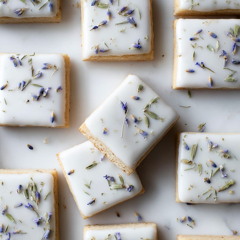 Iced Lemon Lavender Shortbread Cookies