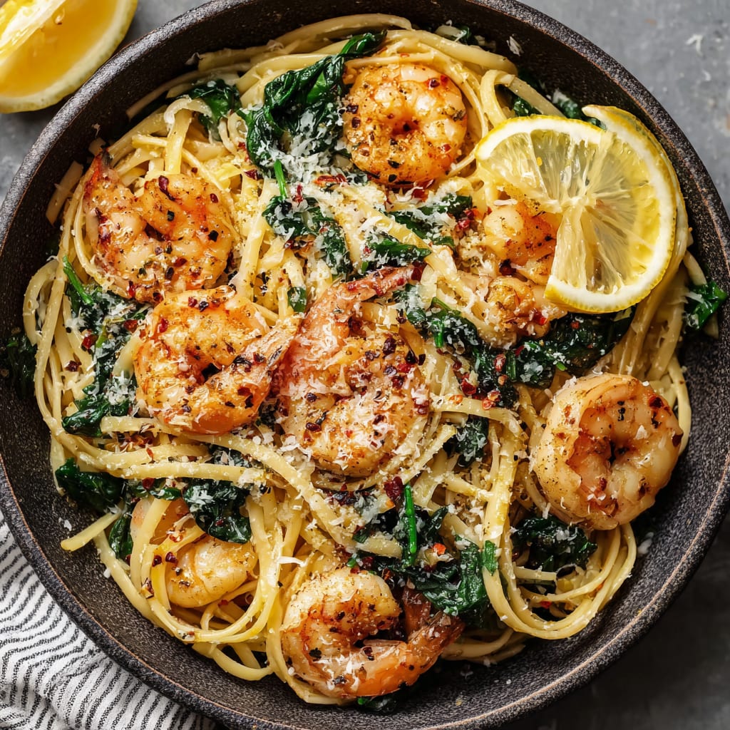 Lemon Garlic Parmesan Shrimp Pasta