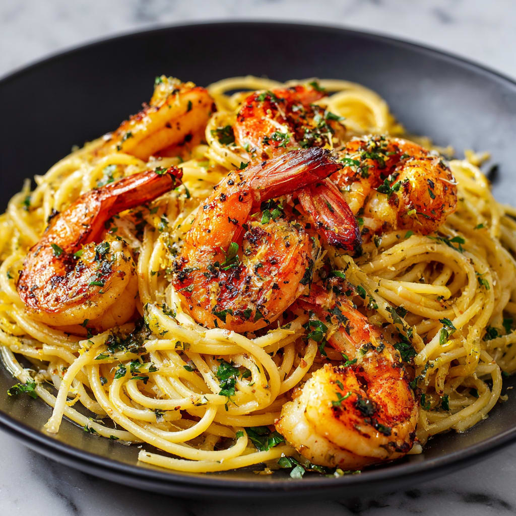 Lemon Spaghetti with Shrimp