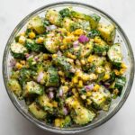Mexican Cucumber Salad with Corn and Elote Dressing