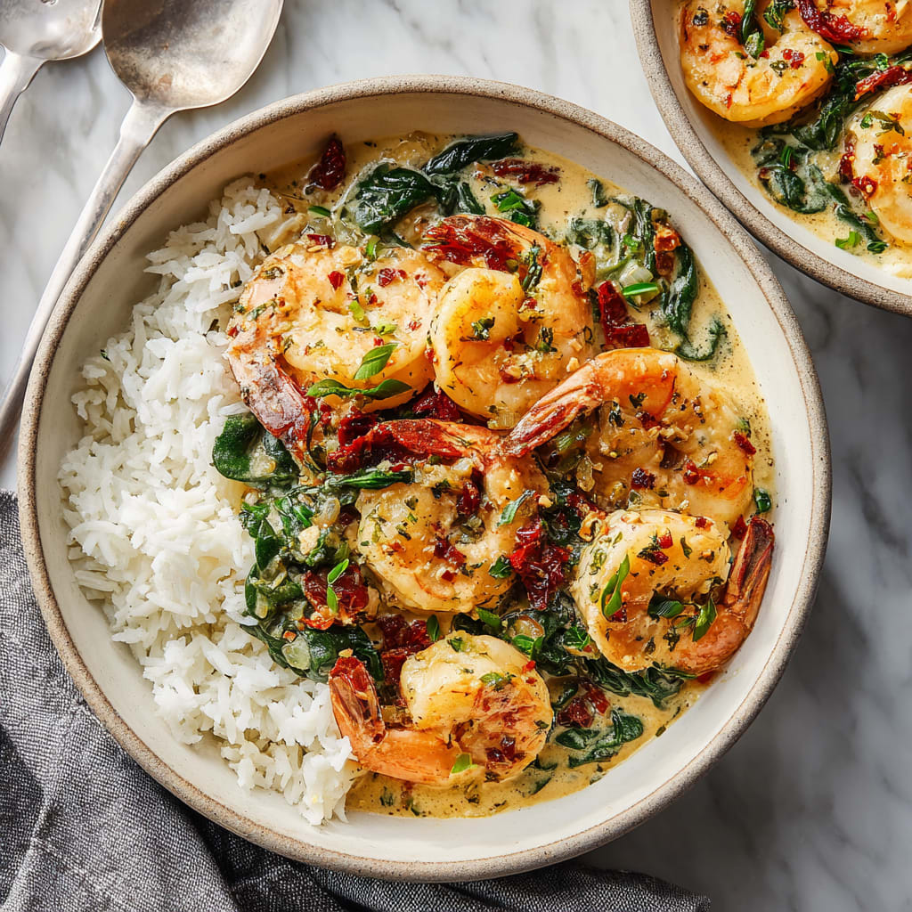 One Pan Creamy Garlic Shrimp