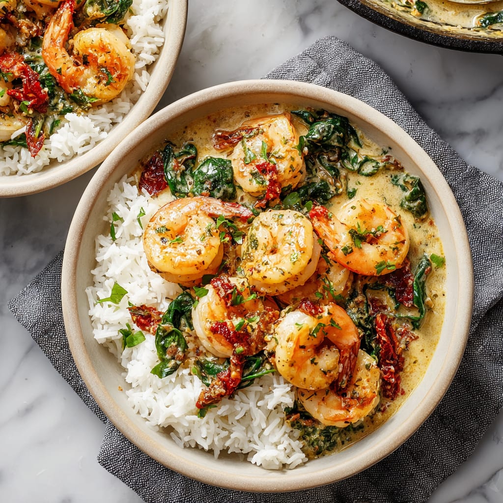 One Pan Creamy Garlic Shrimp
