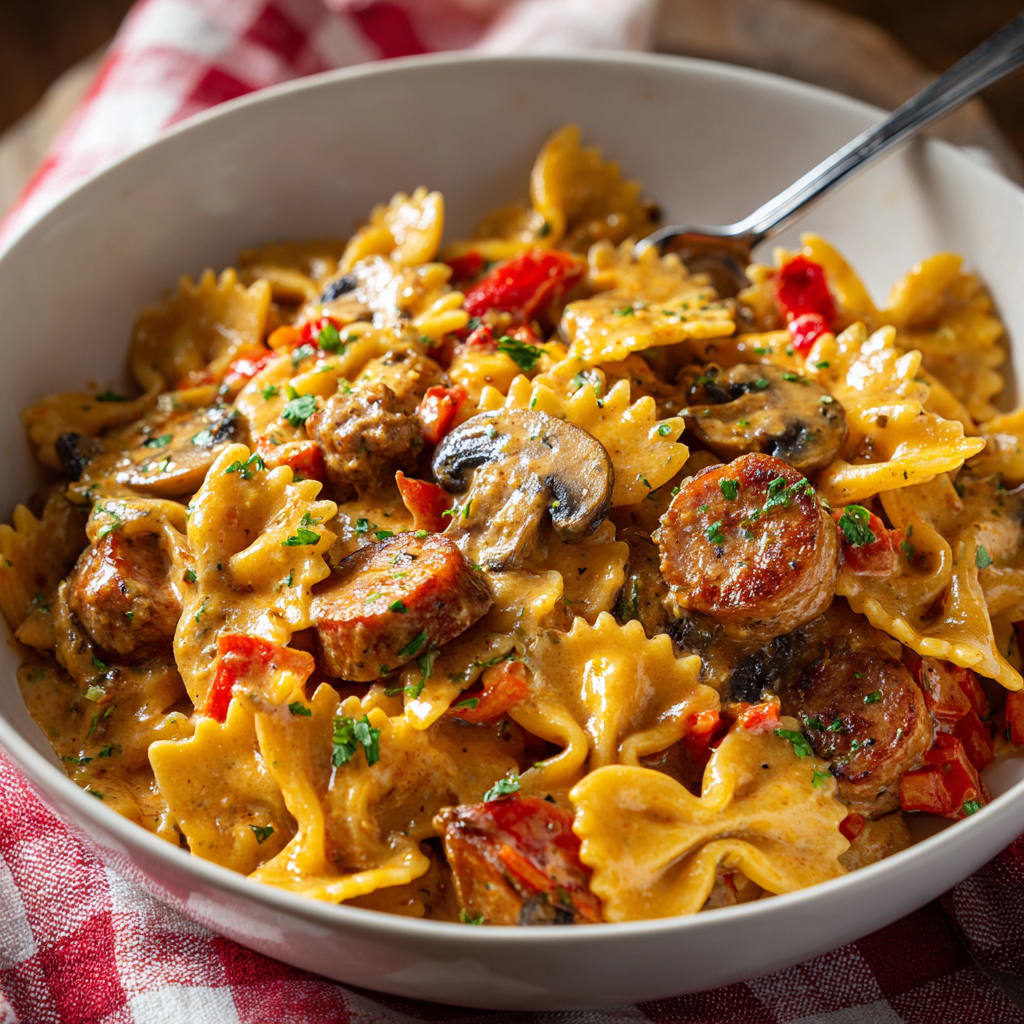 One Pot Creamy Cajun Sausage Pasta