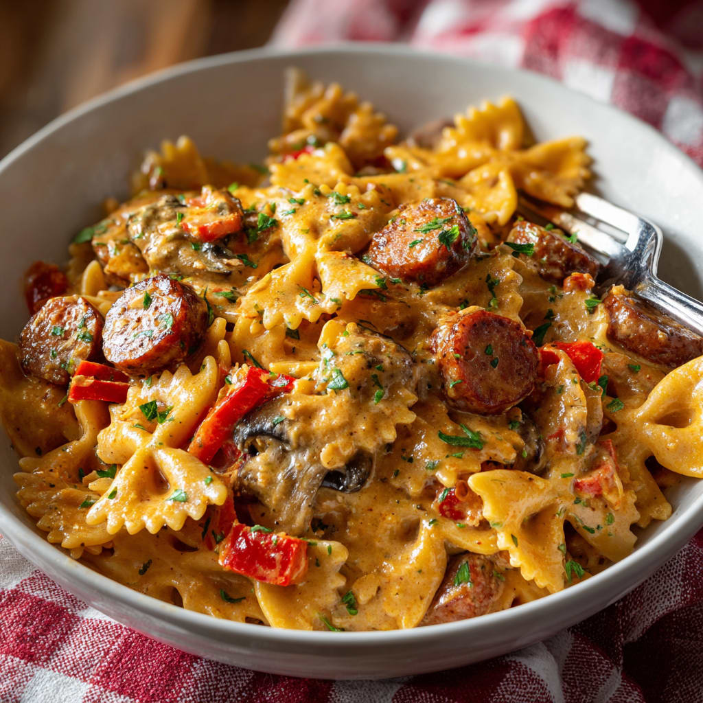 One Pot Creamy Cajun Sausage Pasta