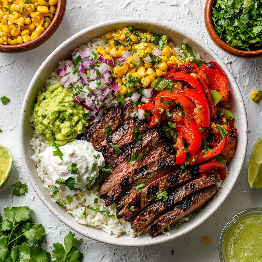 Steak Fajita Bowl and Corn Salsa