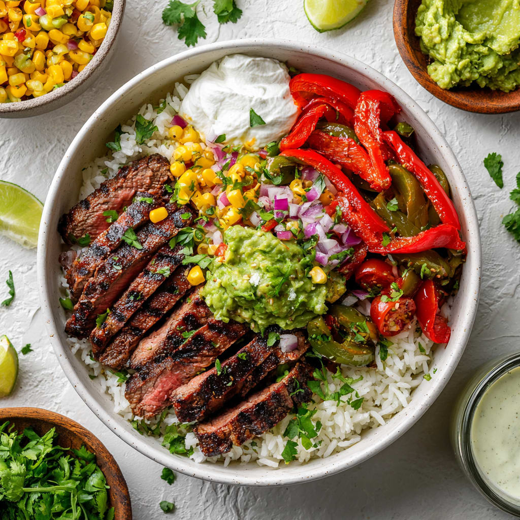 Steak Fajita Bowl and Corn Salsa