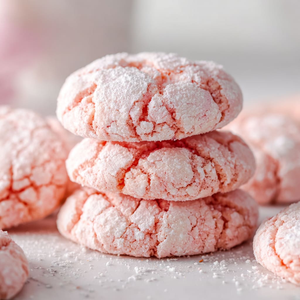 Strawberry Crinkle Cookies
