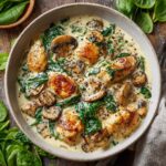 Creamy Chicken Mushroom Spinach Skillet