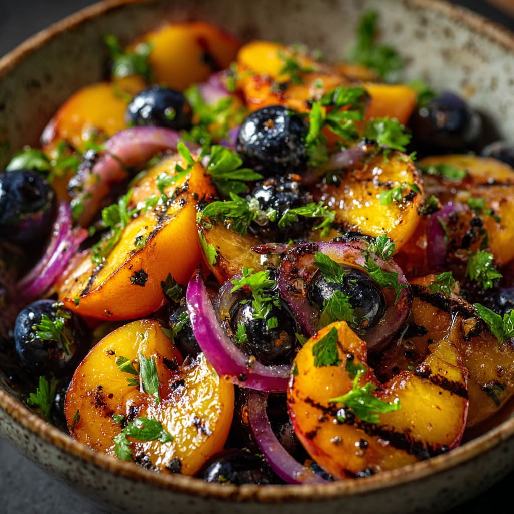 Grilled Peach Blueberry Salad