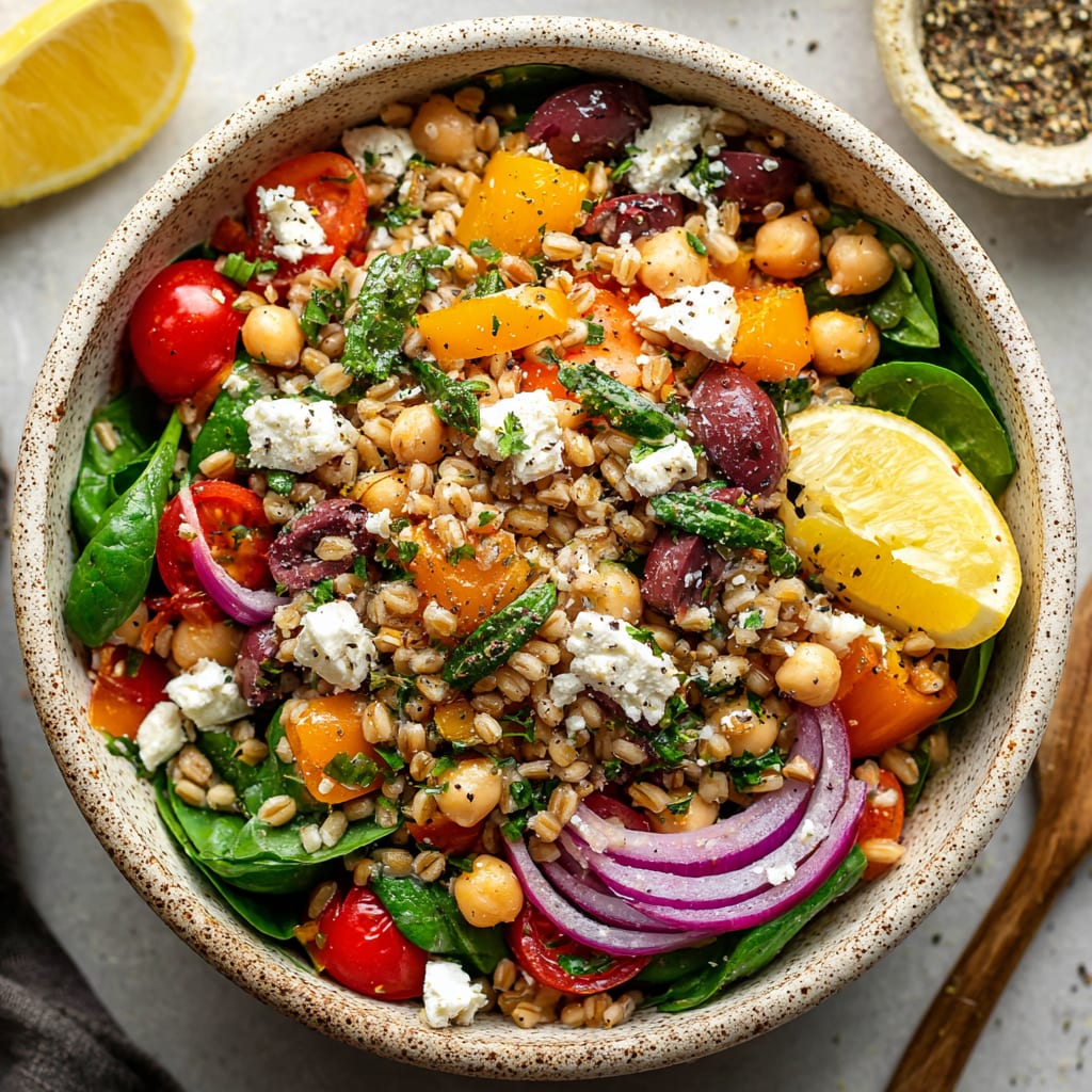 Healthy Mediterranean Farro Bowl