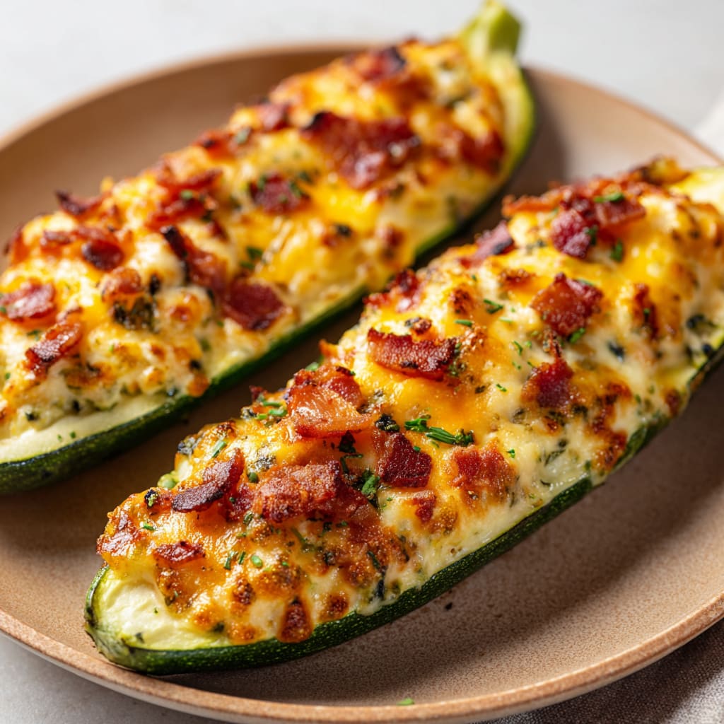 Jalapeno Popper Zucchini Boats