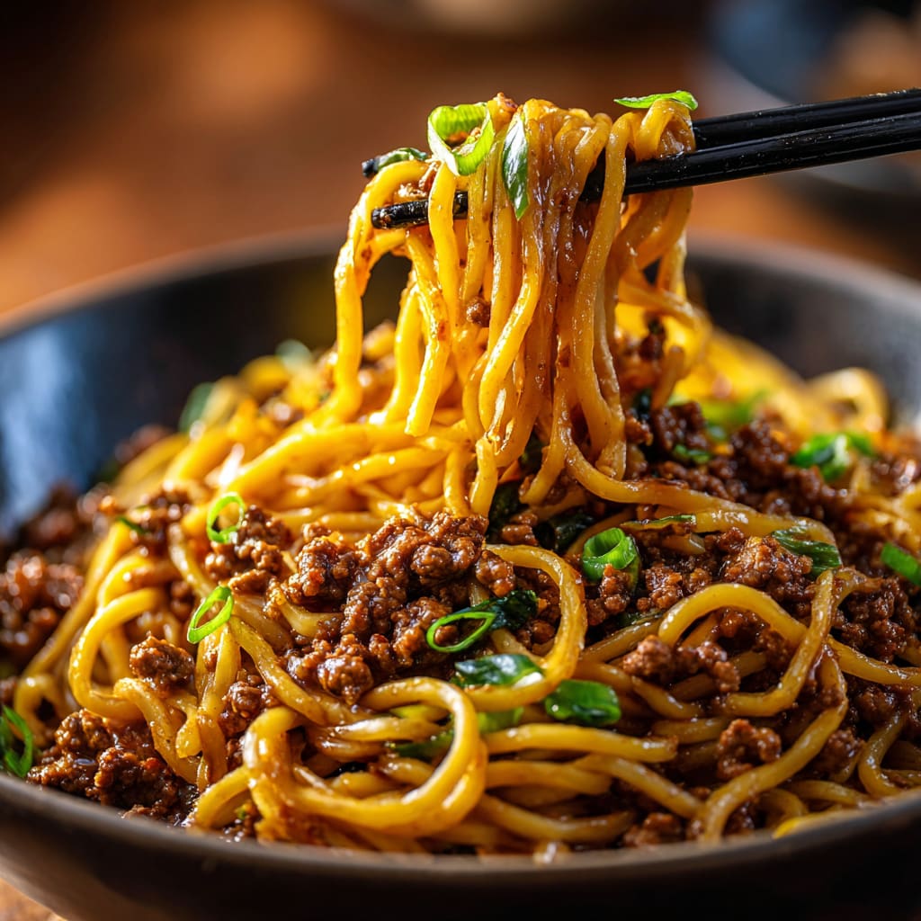 Mongolian Ground Beef Noodles