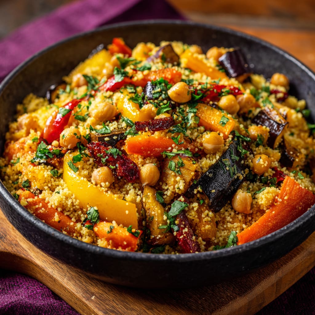 Moroccan Couscous with Roast Vegetables