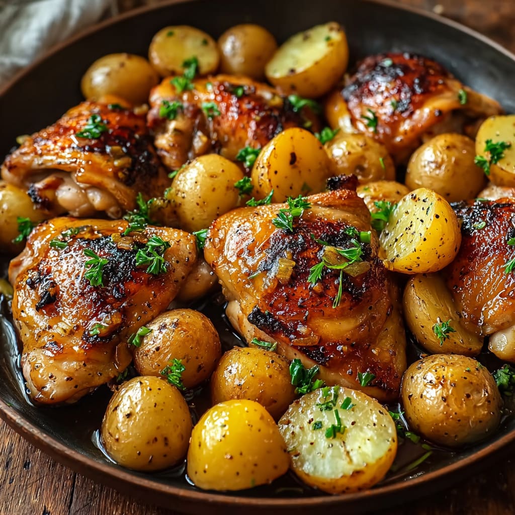 One Pan Honey Garlic Chicken and Potatoes